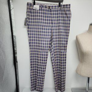 NEW Kent & Park Size 40 x 32 Mens Blue Plaid Golf Pants slacks